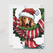 Whimsical Dachshund en Wreater Kerstgroet Feestdagenkaart (Voorkant)