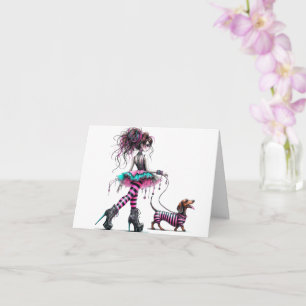 Whimsical Dachshund Gotische Stijl Kaart