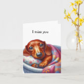 Whimsical Dachshund Mis You Kaart (Gele Bloem)