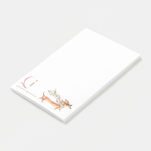 Whimsical Dachshund Monogram Gepersonaliseerd Post-it® Notes (Schuin)
