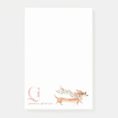 Whimsical Dachshund Monogram Gepersonaliseerd Post-it® Notes (Voorkant)