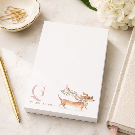 Whimsical Dachshund Monogram Gepersonaliseerd Post-it® Notes