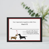 Whimsical Dachshunds Wedding RSVP-kaart RSVP Kaartje (Staand voorkant)