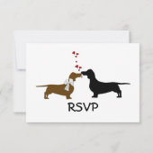Whimsical Dachshunds Wedding RSVP-kaart RSVP Kaartje (Achterkant)