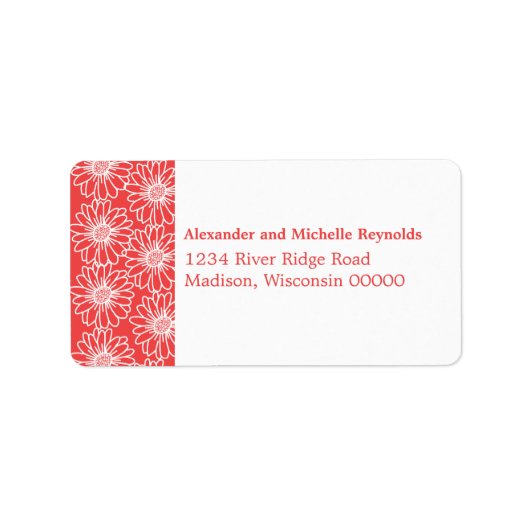 Whimsical Daisies Adresetiketten, Red Etiket (Voorkant)