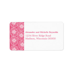 Whimsical Daisies Adresetiketten, Roze Etiket