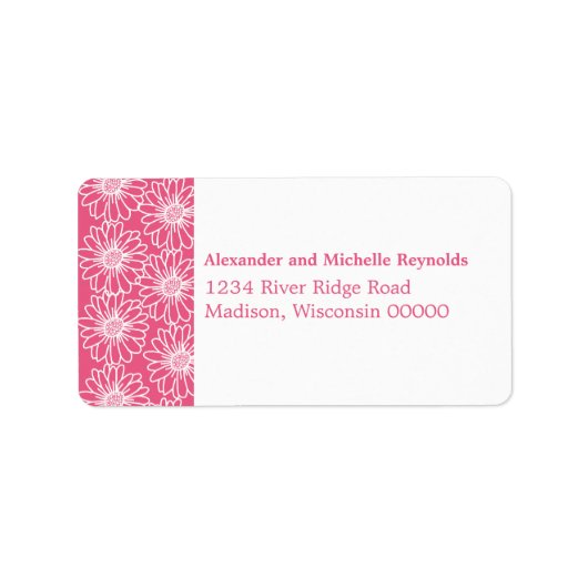 Whimsical Daisies Adresetiketten, Roze Etiket (Voorkant)