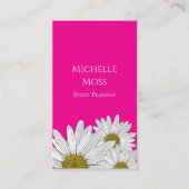 Whimsical Daisies Botanical Boho Bold Pink Visitekaartje (Voorkant)
