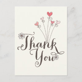 Whimsical Daisies Pink Hearts Verjaardag Dank u Briefkaart