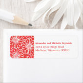Whimsical Daisies retouradreslabels, Rood Etiket (Insitu)