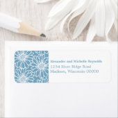 Whimsical Daisies Return Address Labels, blauw Etiket (Insitu)