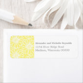 Whimsical Daisies Return Address Labels, geel Etiket (Insitu)