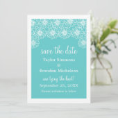 Whimsical Daisies Save the Date Invite, Aqua (Staand voorkant)