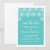Whimsical Daisies Save the Date Invite, Aqua (Voorkant / Achterkant)
