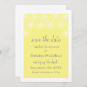 Whimsical Daisies Save the Date Invite, Yellow (Voorkant / Achterkant)