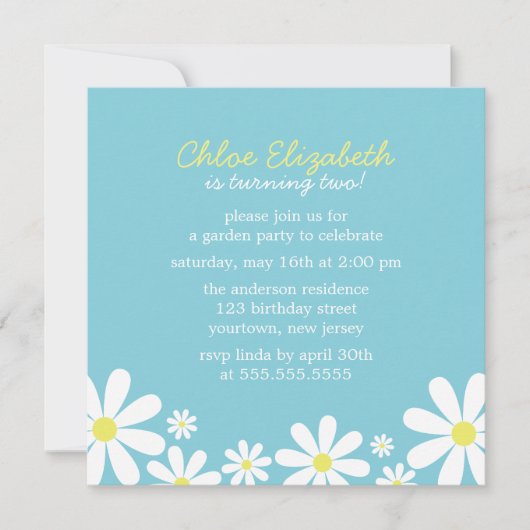 Whimsical Daisies Verjaardagsfeestje Kaart (Voorkant)