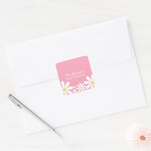Whimsical Daisies Vierkante Sticker (Envelop)