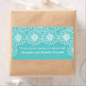 Whimsical Daisies Wedding Labels, Aqua Etiket (Insitu)