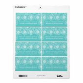 Whimsical Daisies Wedding Labels, Aqua Etiket (Full Sheet)