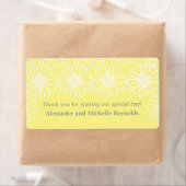 Whimsical Daisies Wedding Labels, geel Etiket (Insitu)