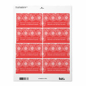 Whimsical Daisies Wedding Labels, Red Etiket (Full Sheet)