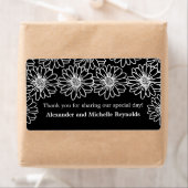 Whimsical Daisies Wedding Labels, zwart Etiket (Insitu)