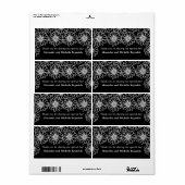 Whimsical Daisies Wedding Labels, zwart Etiket (Full Sheet)