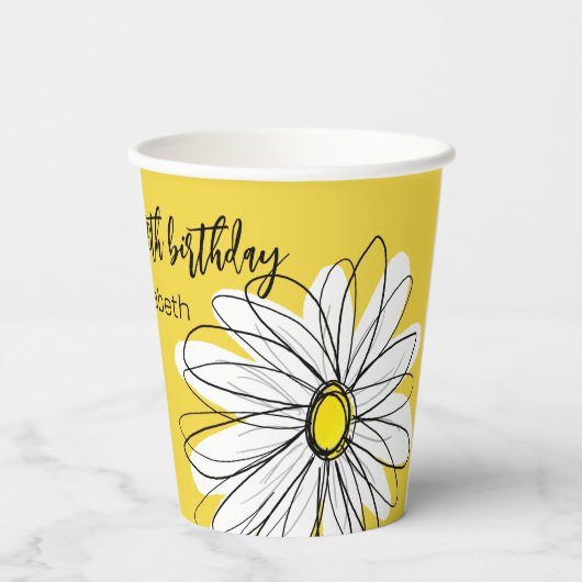 Whimsical Daisy - 40th or Custom Birthday Party Papieren Bekers (Achterkant)