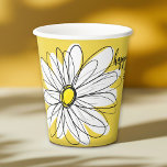Whimsical Daisy - 40th or Custom Birthday Party Papieren Bekers<br><div class="desc">Een grote,  witte tekening van een maaltijd op een gele achtergrond. U kunt een naam,  een monogram of een andere douanetekst toevoegen. Als u de kunst rond moet bewegen,  klik op de aanpassingsknoop om veranderingen aan te brengen.</div>