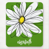 Whimsical Daisy - avocado groene trendy scriptnaam Muismat (Voorkant)