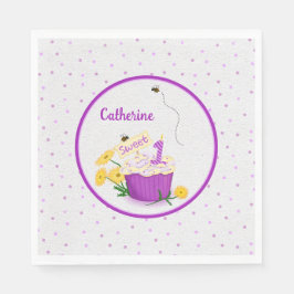 Whimsical Daisy Cupcake 1e verjaardag Servet