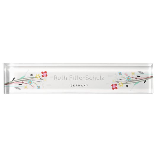 Whimsical Daisy Custom Text Desk Name Bord Naambordje (Voorkant)