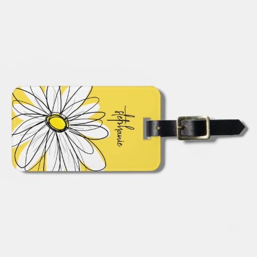 Whimsical Daisy Custom Text en kan kleur bewerken Bagagelabel (Voorkant horizontaal)