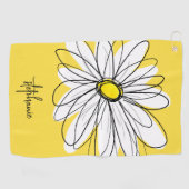 Whimsical Daisy Custom Text en kan kleur bewerken Golfhanddoek (Horizontaal)