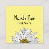 Whimsical Daisy Eenvoudig Botanisch Schattige Geel Vierkante Visitekaartje (Voorkant)
