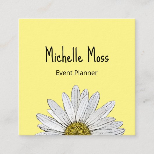 Whimsical Daisy Eenvoudig Botanisch Schattige Geel Vierkante Visitekaartje (Voorkant)