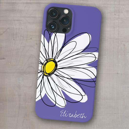 Whimsical Daisy Floral Illustration yellow purple Case-Mate iPhone Case