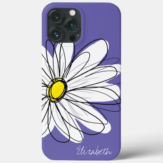 Whimsical Daisy Floral Illustration yellow purple Case-Mate iPhone Case (Achterkant)