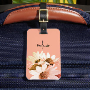 Whimsical Daisy Flower Aangepaste tekst en kleuren Bagagelabel