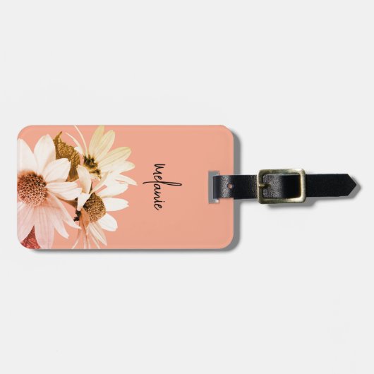 Whimsical Daisy Flower Aangepaste tekst en kleuren Bagagelabel (Voorkant horizontaal)