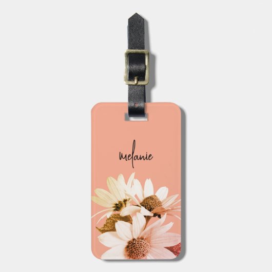 Whimsical Daisy Flower Aangepaste tekst en kleuren Bagagelabel (Voorkant verticaal)