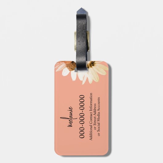 Whimsical Daisy Flower Aangepaste tekst en kleuren Bagagelabel (Achterkant verticaal)