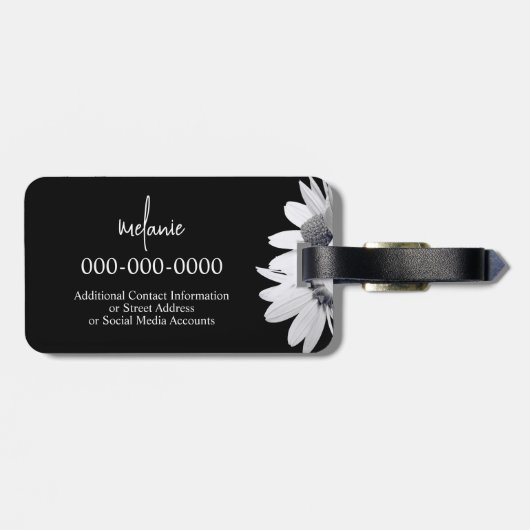 Whimsical Daisy Flower Aangepaste tekst & kleuren  Bagagelabel (Achterkant horizontaal)