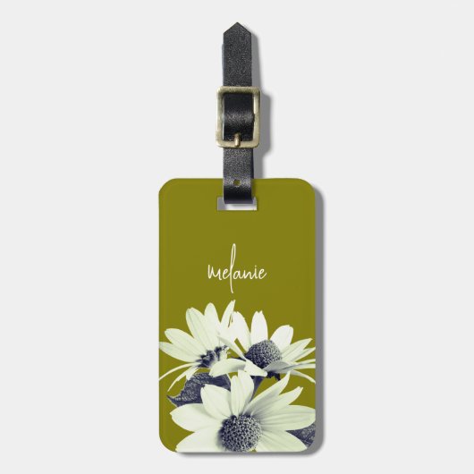 Whimsical Daisy Flower Aangepaste tekst & kleuren  Bagagelabel (Voorkant verticaal)