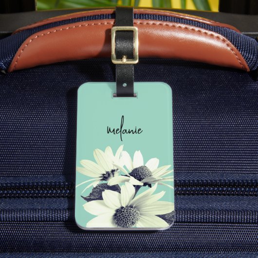 Whimsical Daisy Flower Aangepaste tekst & kleuren  Bagagelabel (Voorkant Insitu 2)
