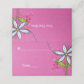 Whimsical Daisy Flower Leaves op Helder Roze Plaatskaartje (Buitenkant ongevouwen)