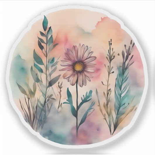 Whimsical Daisy Garden Sticker (Voorkant)