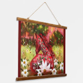 Whimsical Daisy Horse Laying In Field Abstracte Ku Hangend Wandkleed (Gebogen)