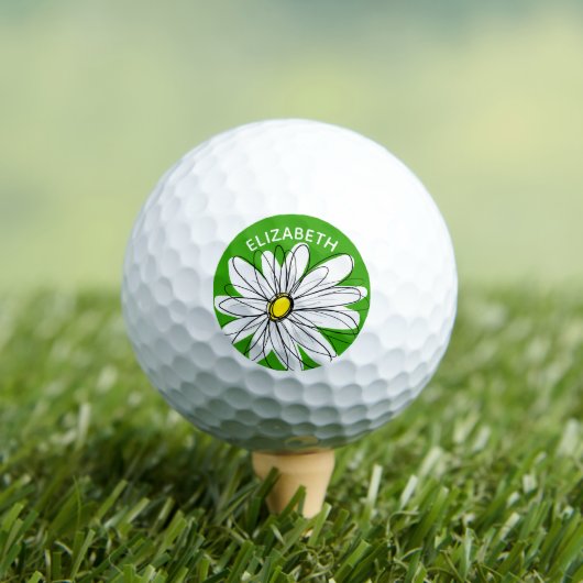 Whimsical Daisy met Name - Green and Yellow Golfballen (Insitu Shirt)