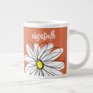 Whimsical Daisy - met trendy script naam Grote Koffiekop